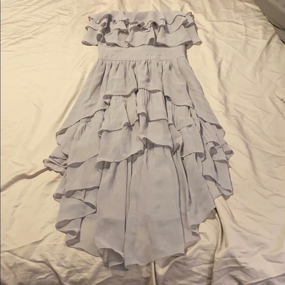 Gray ruffle cocktail dress